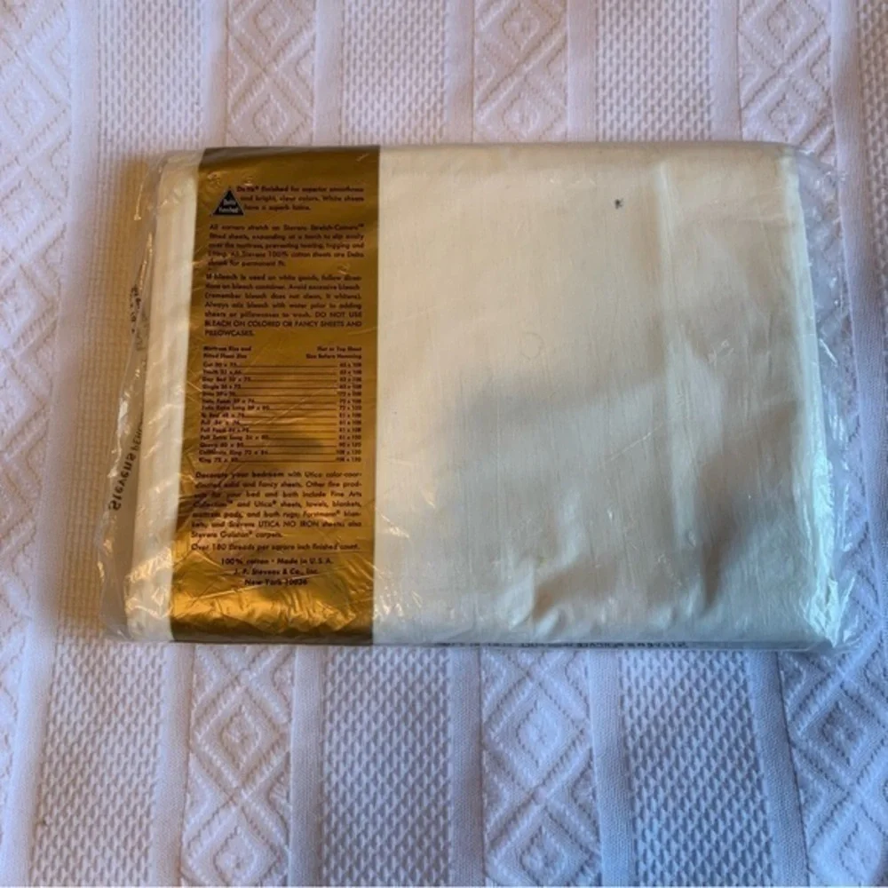 Vintage NWT Stevens White Ultica‎ Percale 100% Cotton Full Flat Sheet 81X108
